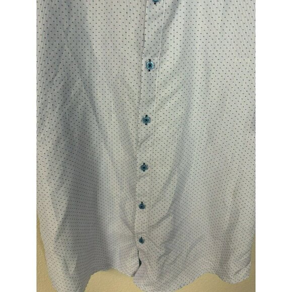 BC Collection Button Up Shirt Mens Size Large Blue White Blue Short Sleeve - Picture 8 of 11